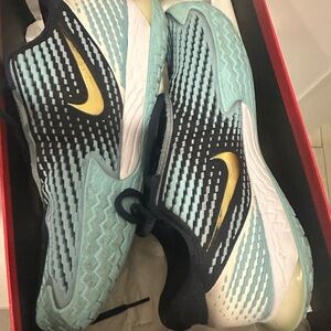 Nike Zoom Vapor cage Blue and Gold tennis shoes